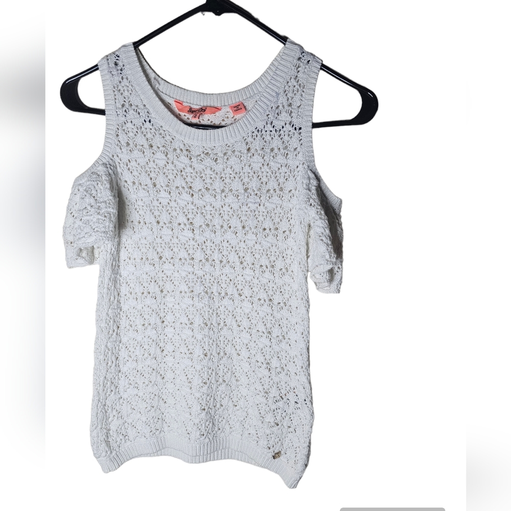 Supper Dry women's cream  crochet cold sholder top size XS